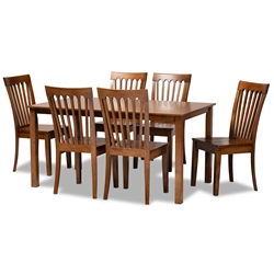 Baxton Studio Erion Modern and Contemporary Walnut Brown Finished Wood 7-Piece Dining Set